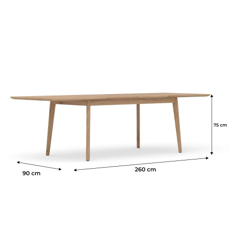 Stół rozkładany z litego drewna 160–260 × 90 × 75 cm